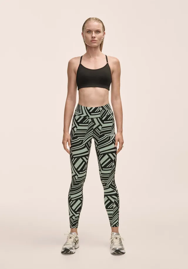 Casall Essential Printed Tights leggings verde vivid vita alta