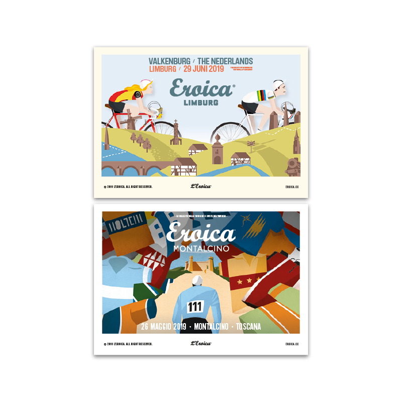 L'Eroica Set Cartoline 2019 Illustrazioni Storiche