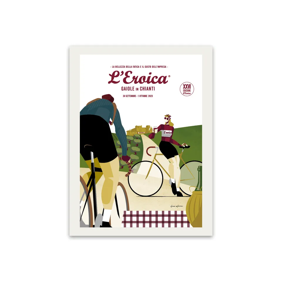 L'Eroica Gaiole 2023 poster illustrazione ufficiale colori