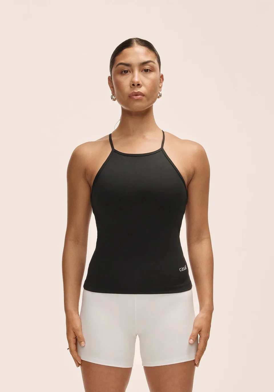 Casall Built-In-Bra Halterneck Tank top Black contenitivo