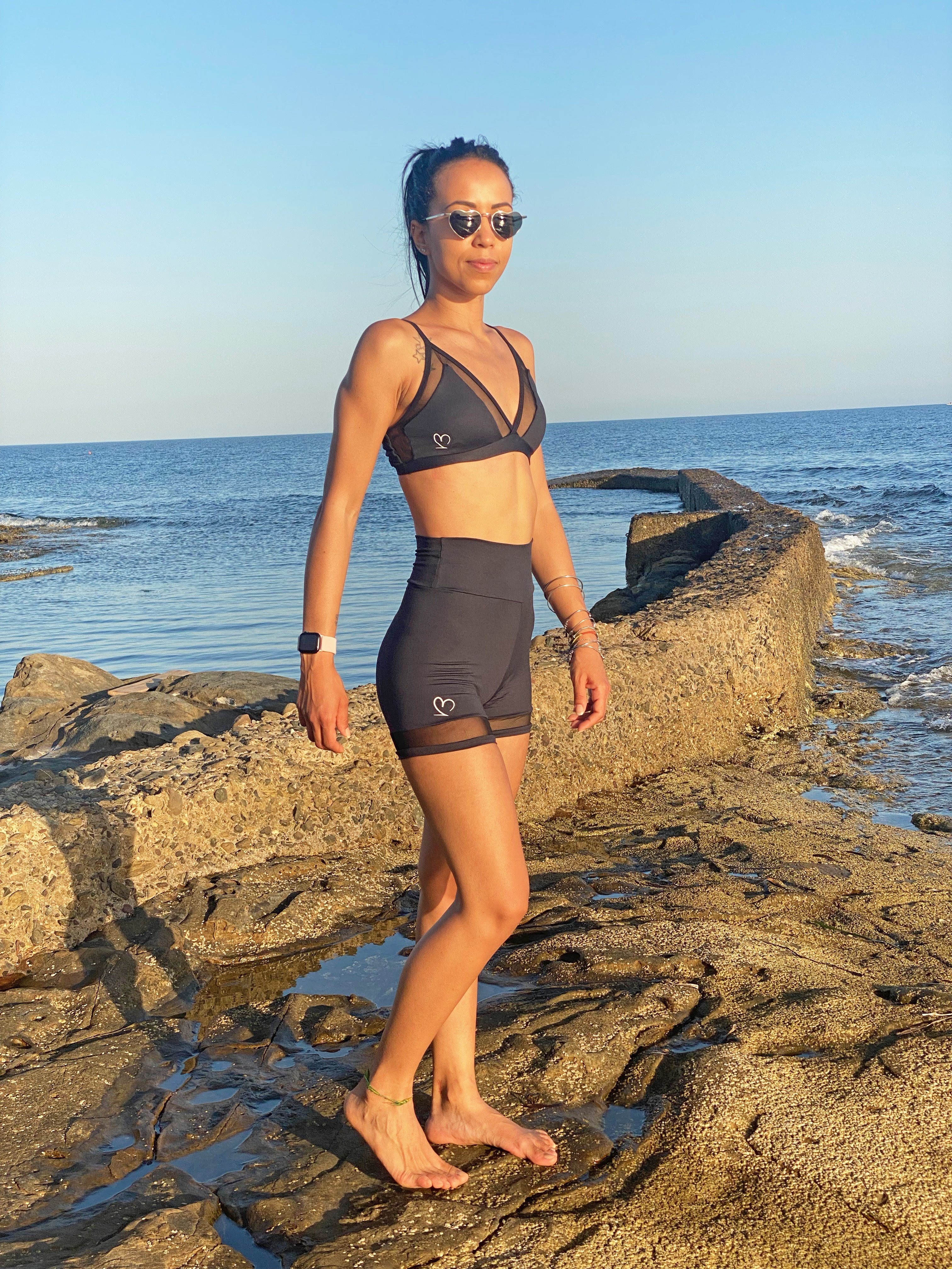 VB Galassia short in supplex con inserti in tulle