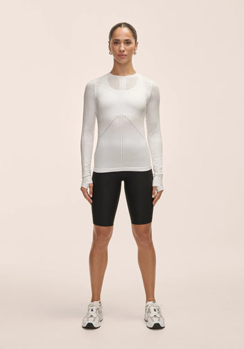 Casall Maze Long Sleeve maglia donna bianca traspirante
