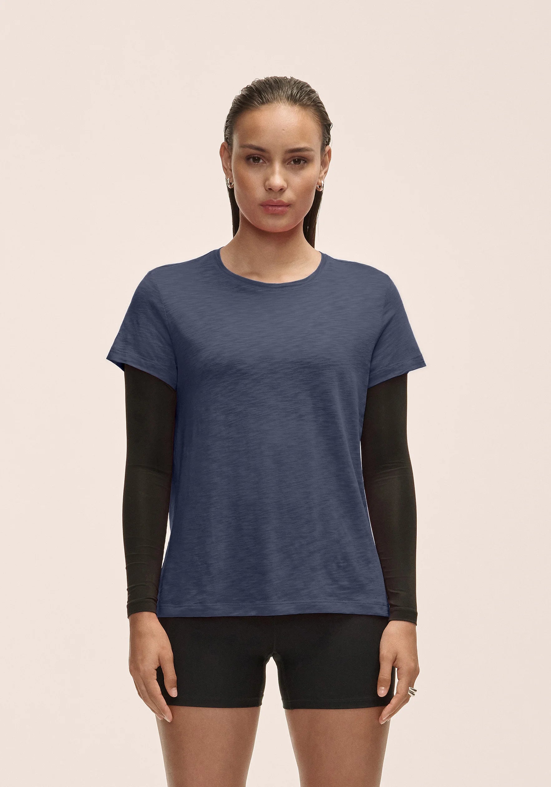 Casall Soft Texture Tee maglietta blu Tencel vestibilita regolare