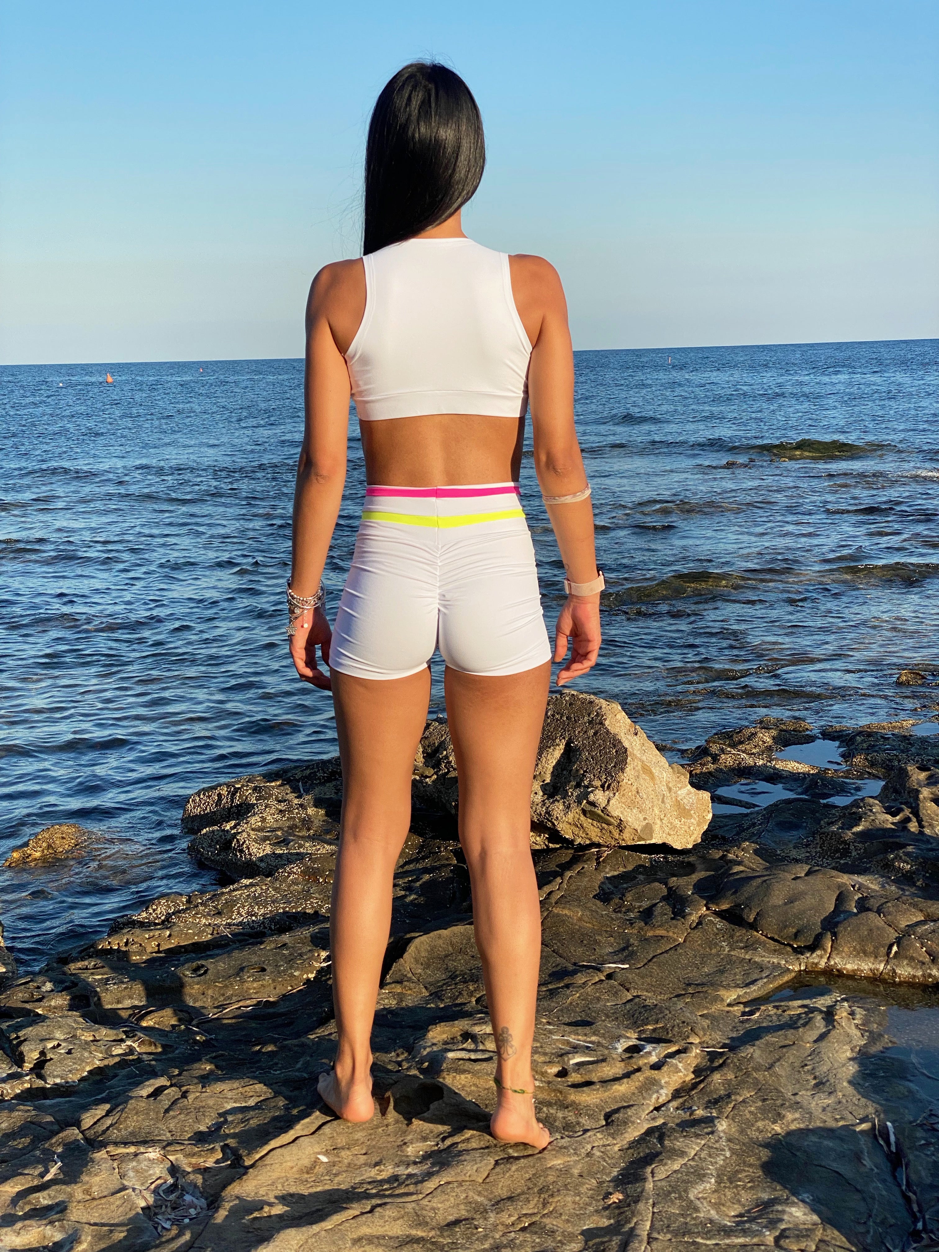 VB Bianco top sportivo bianco con coppe estraibili
