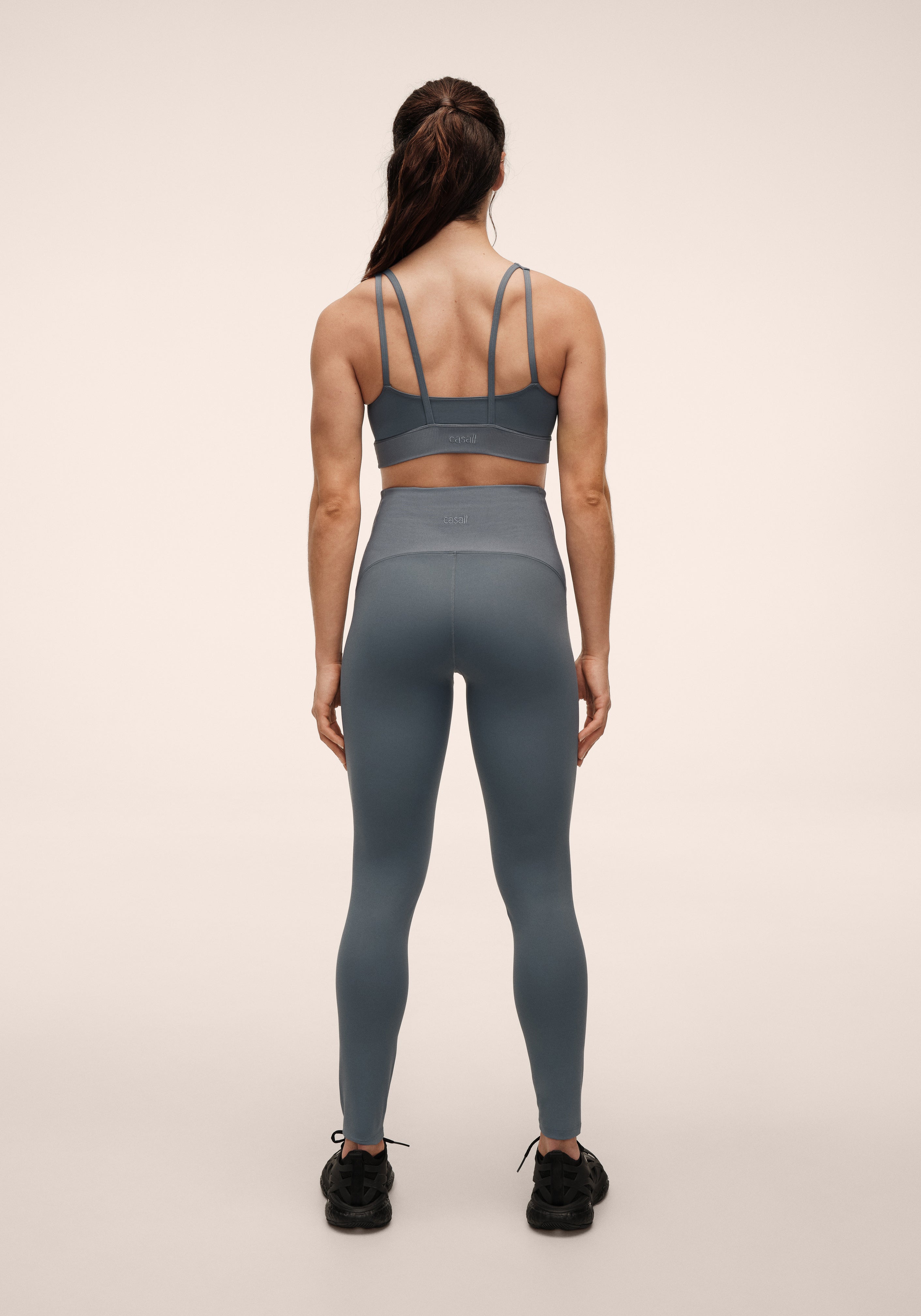 Casall Brace Rib High Waist Tights leggings blu vita alta