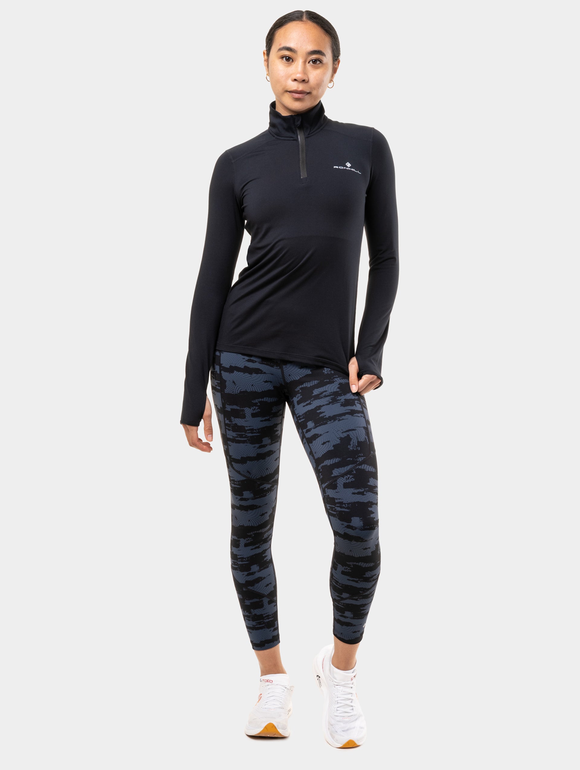 Ronhill Tech 7/8 Tight Leggings Running Donna Evening Haze con tasca