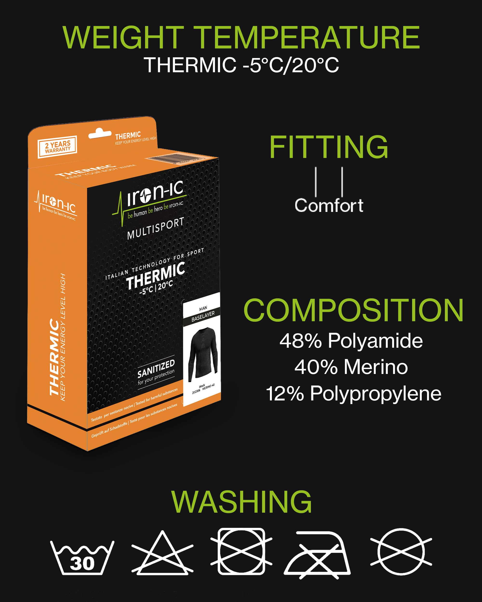 IRON-IC Thermic 600829 leggings uomo S-M merino