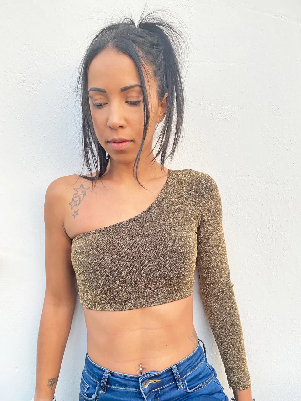 VB Lurex Oro top monospalla dorato
