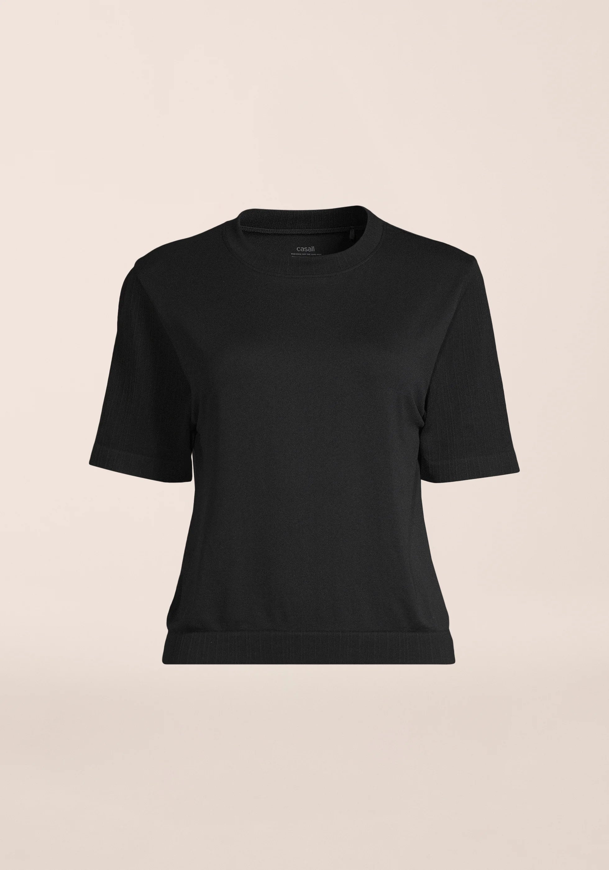 Casall Seamless Rib Sleeve Tee t-shirt Nera poliammide riciclata