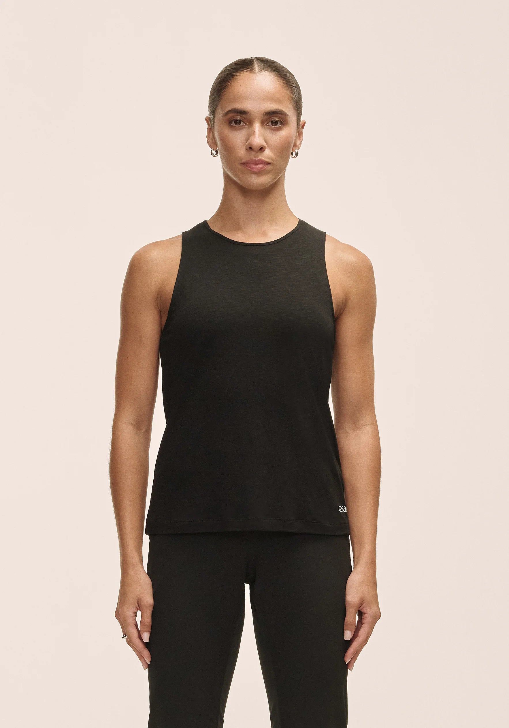 Casall Soft Texture Tank canotta nera Tencel yoga