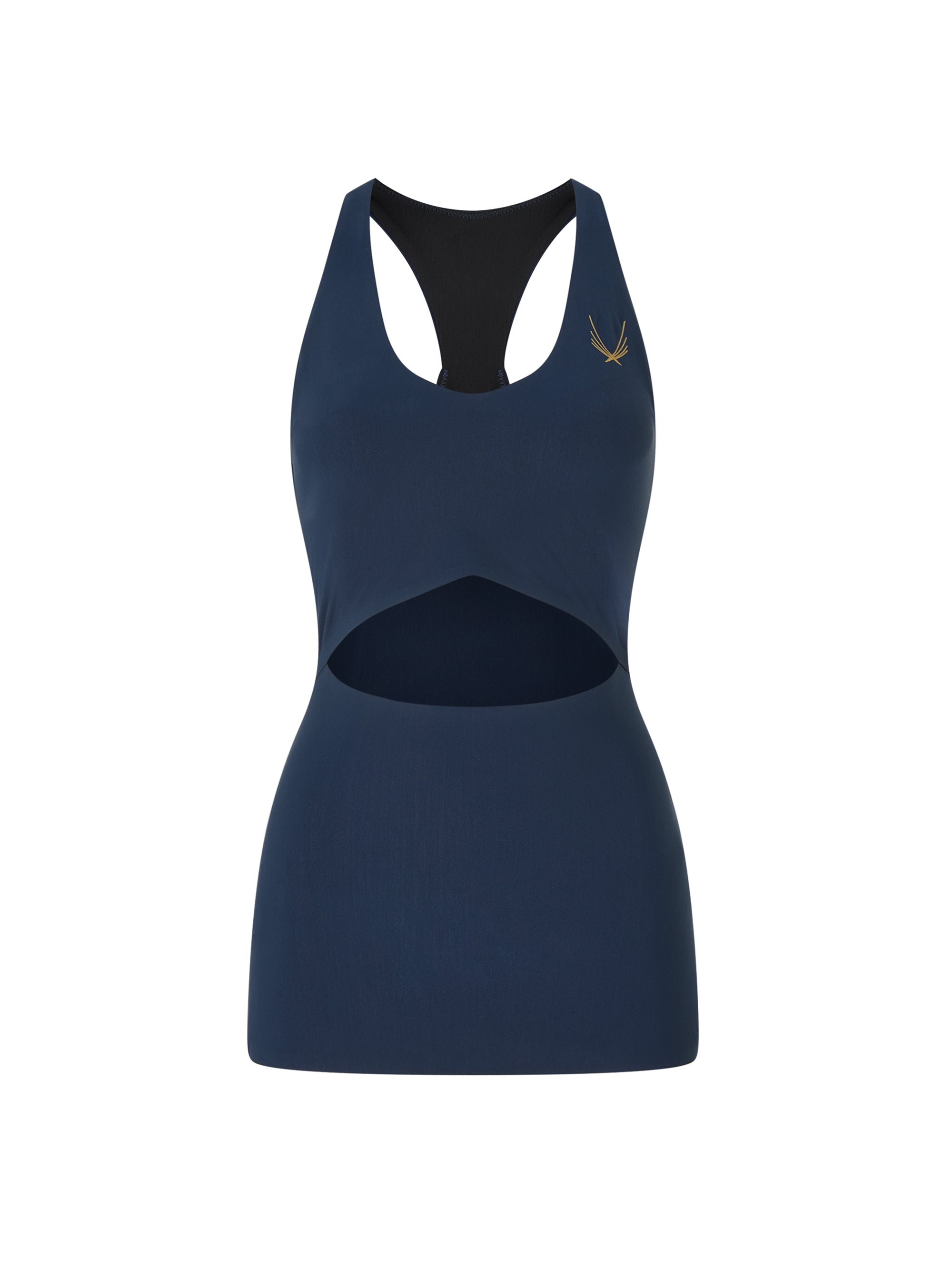 Lucas Hugh Aircut Top blu con reggiseno interno