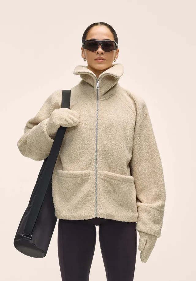 Casall Sherpa Short Zip Jacket Giacca Ecru pile caldo