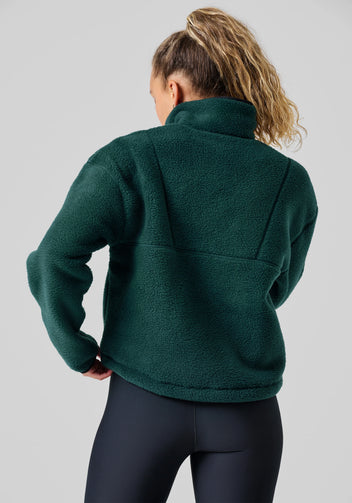 Casall Pile Half Zip felpa pile verde mezza zip