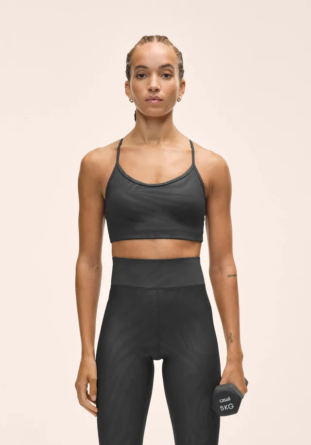Casall Sleek Strappy Printed reggiseno zebra nero medio