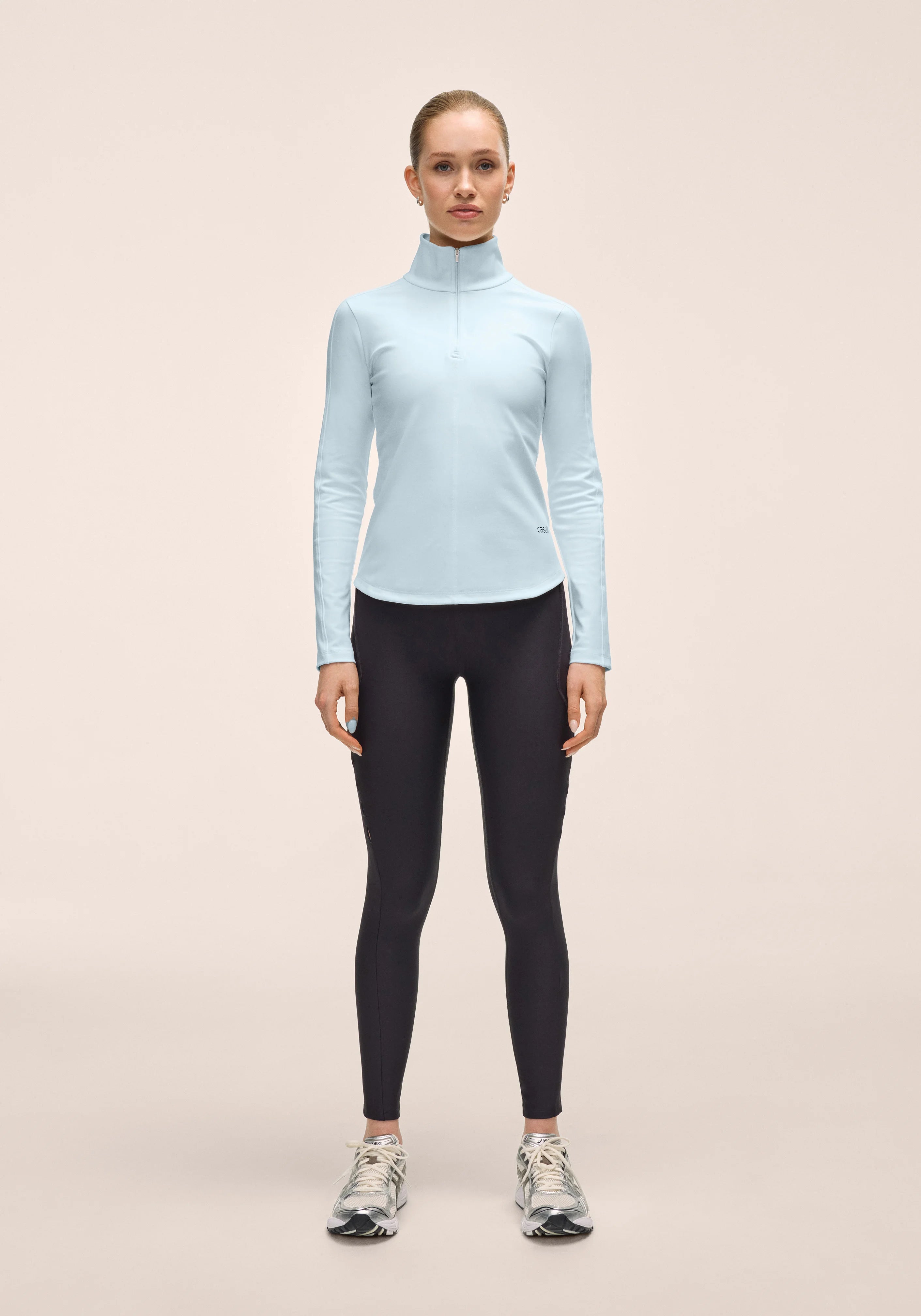 Casall Serene Half Zip Maglia Corsa Aqua Glow