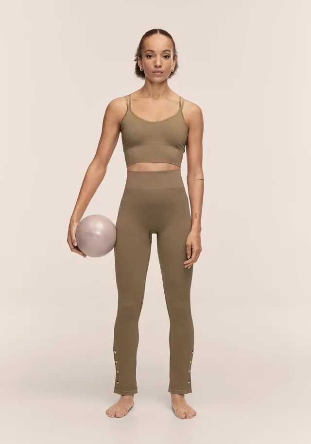 Casall Seamless Rib Slit Pants pantaloni khaki yoga