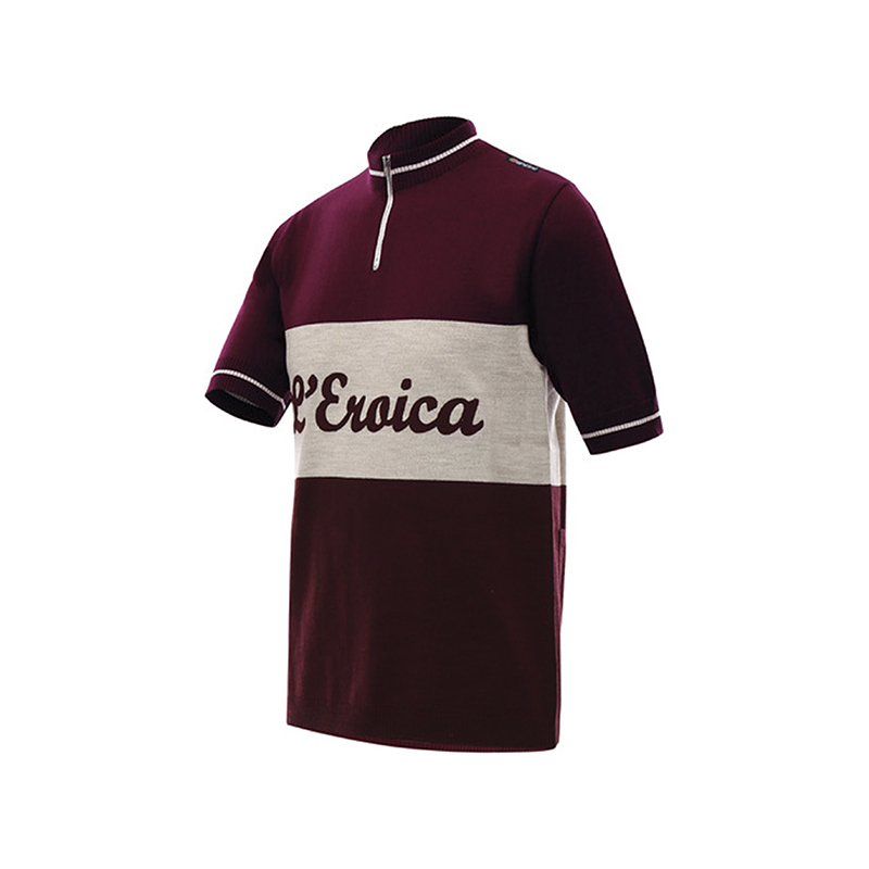 L'Eroica Vino maglia ciclismo lana rossa Toscana