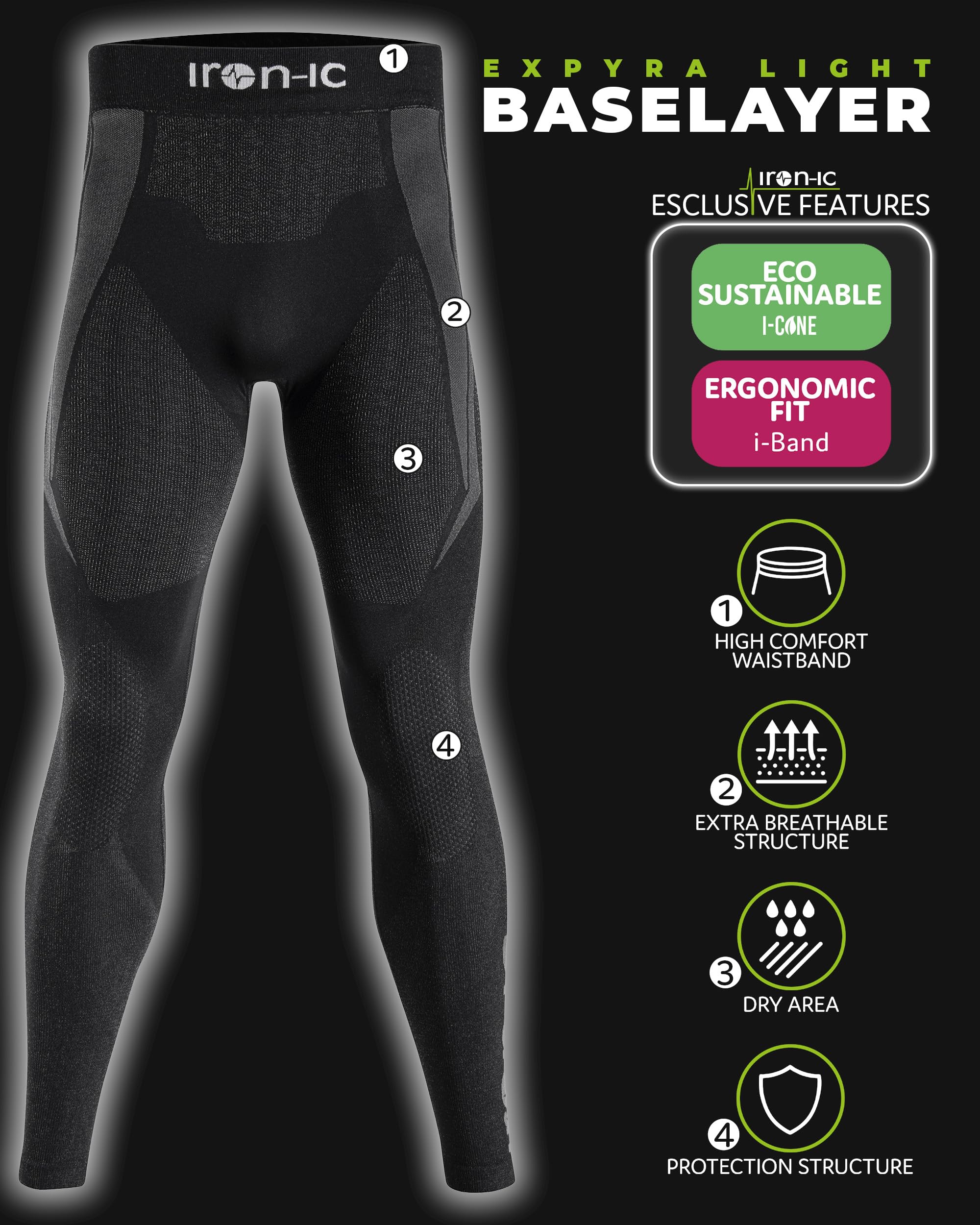 IRON-IC Thermic 600303 Leggings Uomo XXL Traspirante