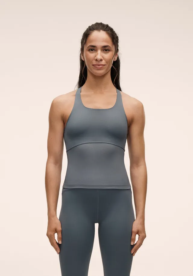 Casall Brace Rib Tank canotta Mirage Blue elasticizzata running