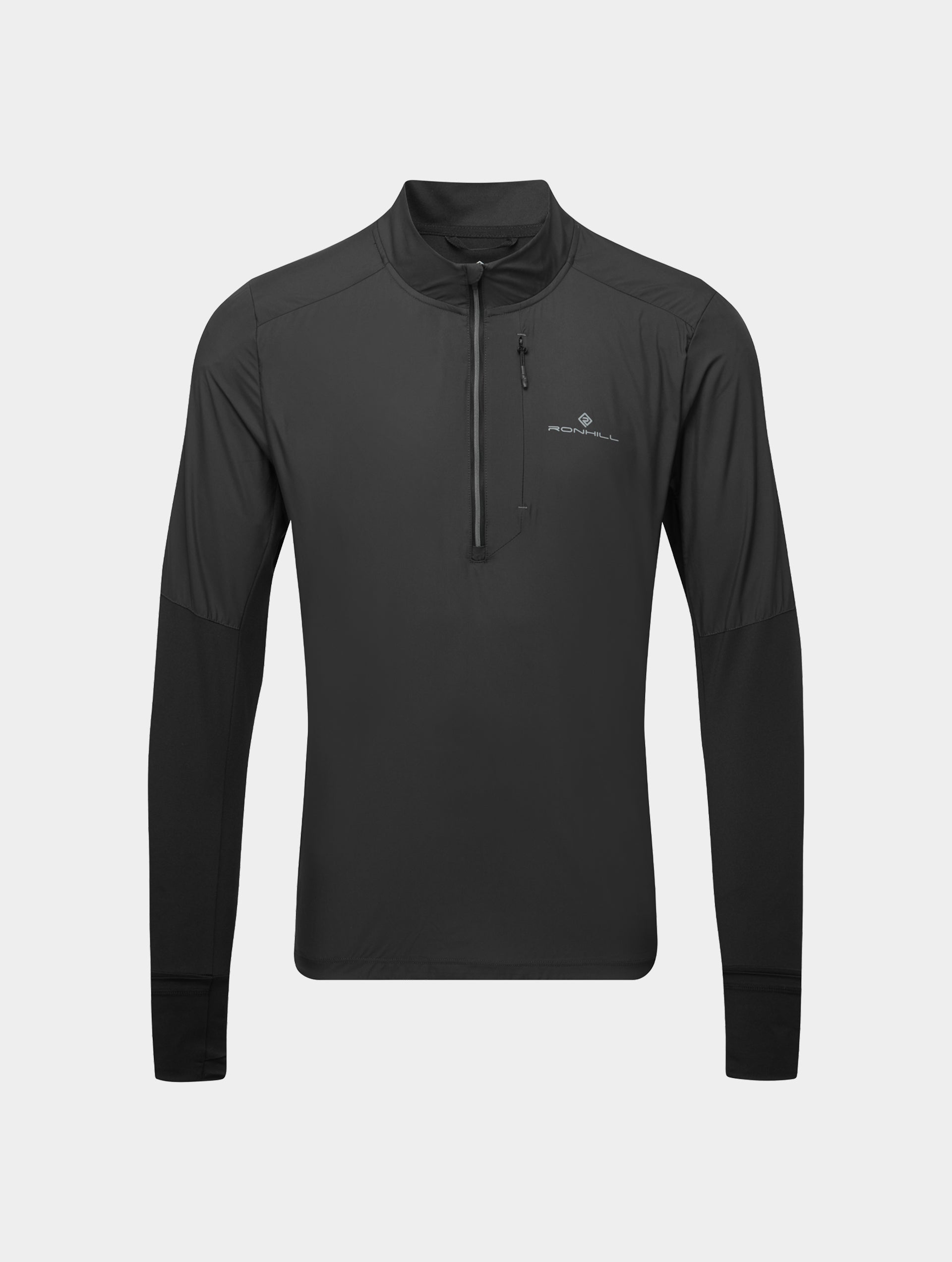 Ronhill Tech Wind-Block mezza zip running nera all black