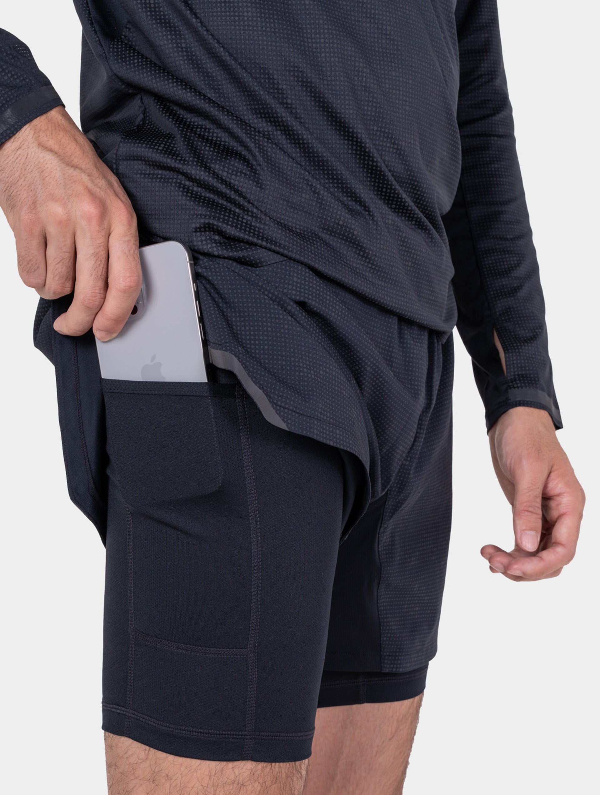 Ronhill Tech Reflect Lux 5" 2in1 shorts running neri riflettenti