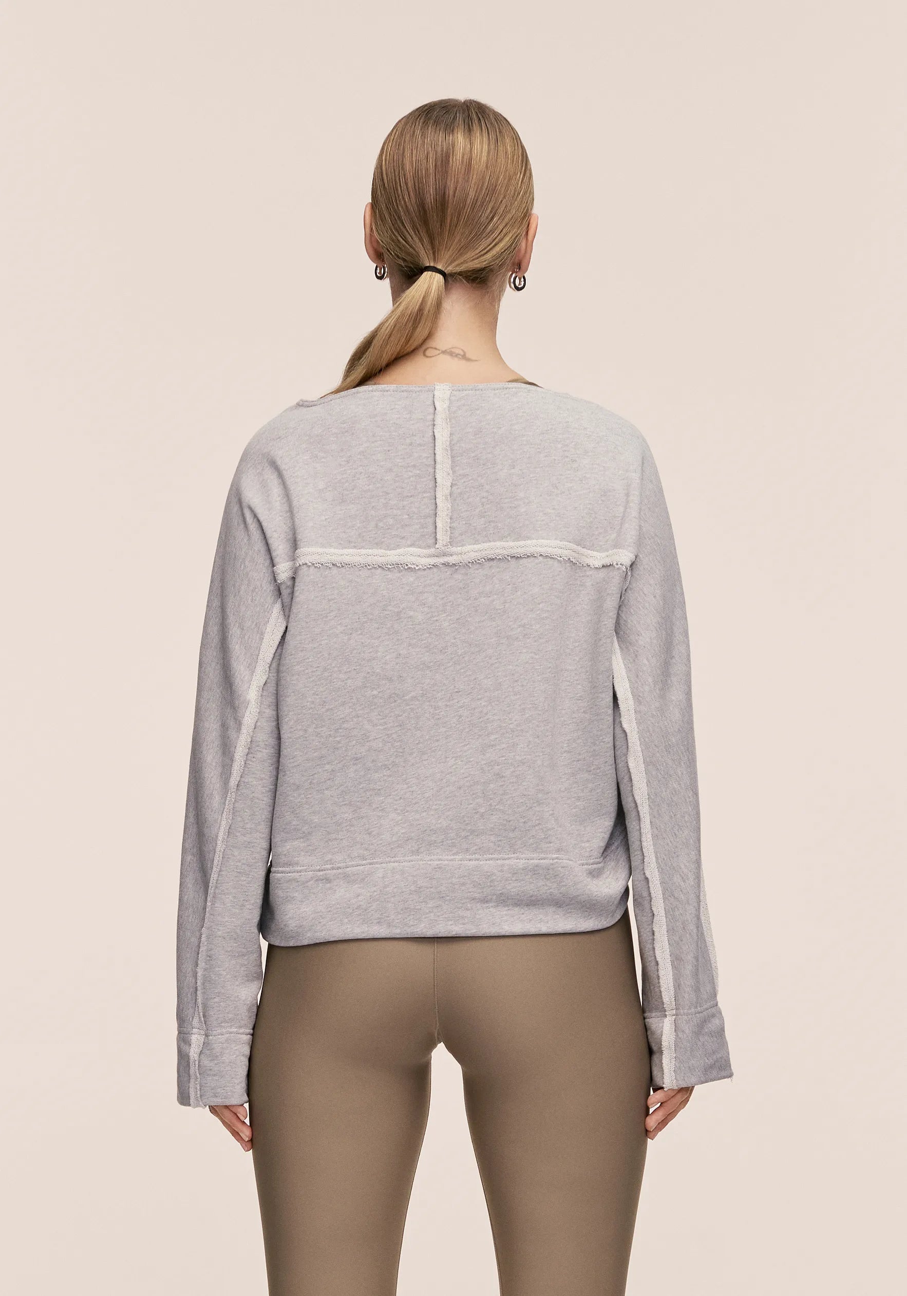 Casall Reversed Seam Terry Crew Felpa Grigio Melange cotone