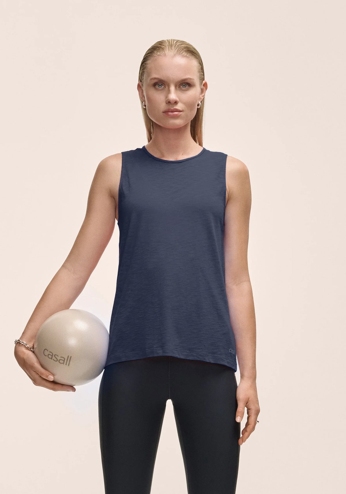 Casall Soft Texture Tank canotta core blue in Tencel