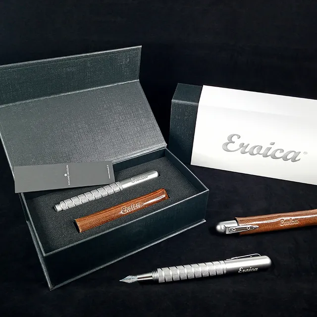 L'Eroica Officina Fresa penna stilografica cromo satinato con custodia
