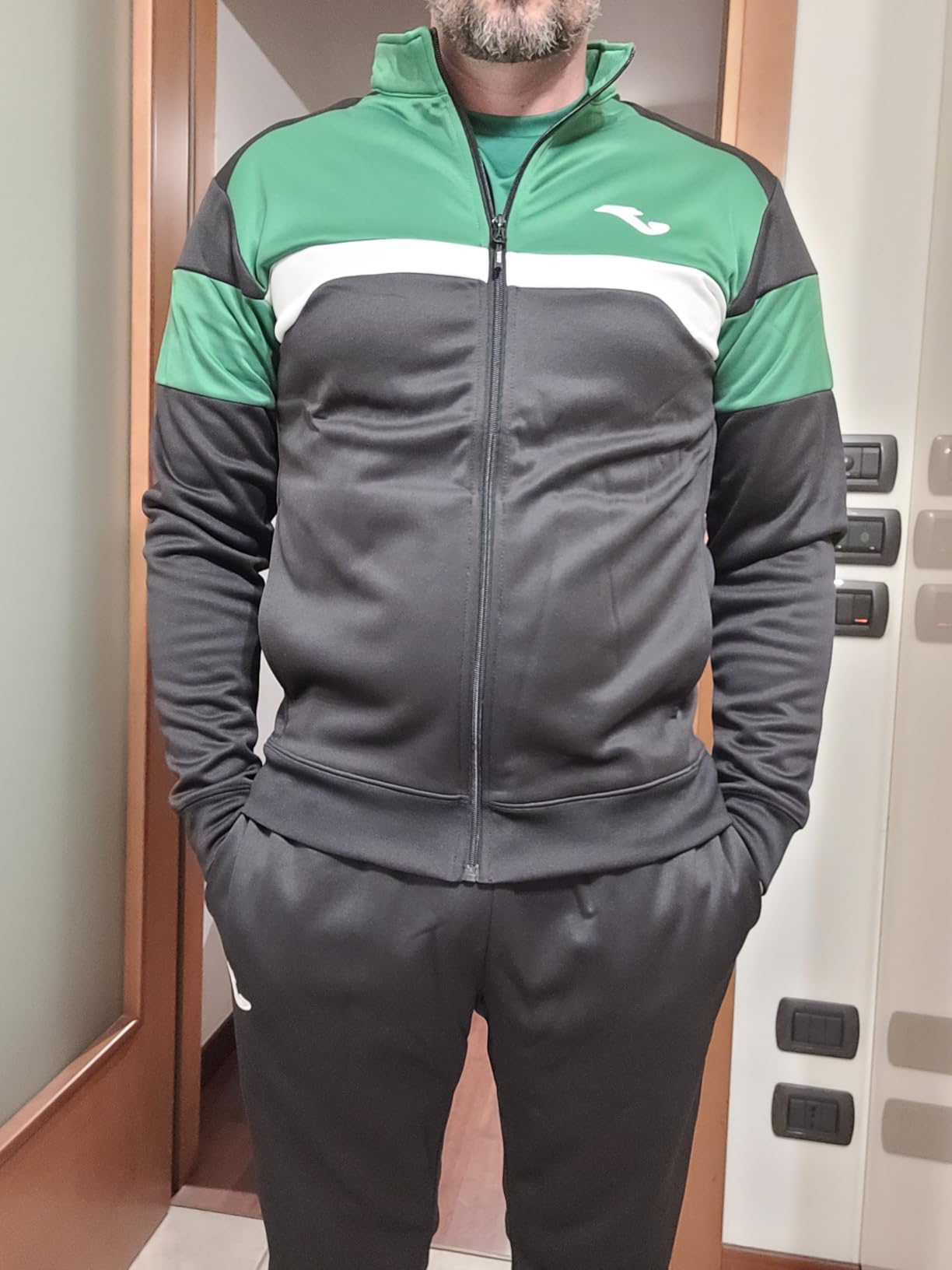 Joma Danubio tuta uomo nero arancione in pile caldo