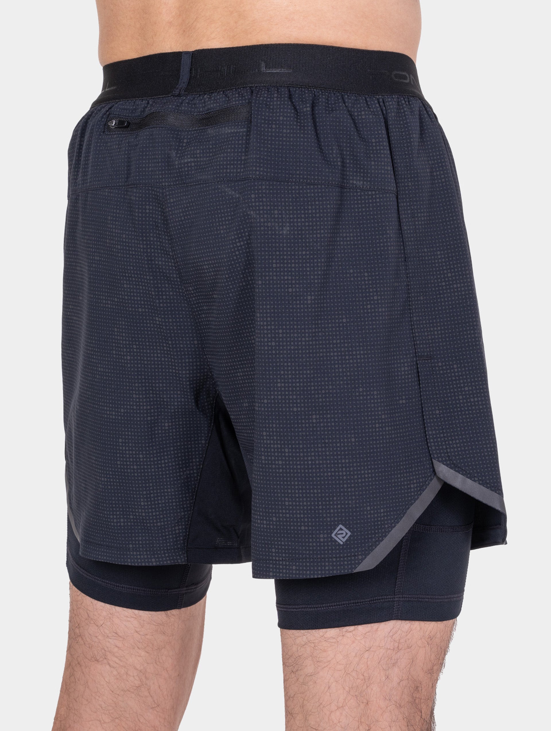 Ronhill Tech Reflect Lux 5" 2in1 shorts running neri riflettenti