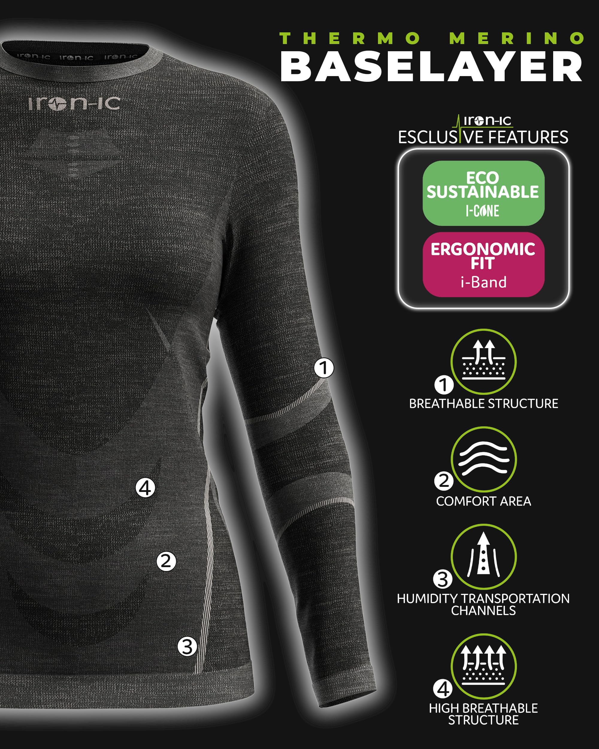 IRON-IC Ultra Warm 213001 maglia termica donna S-M merino