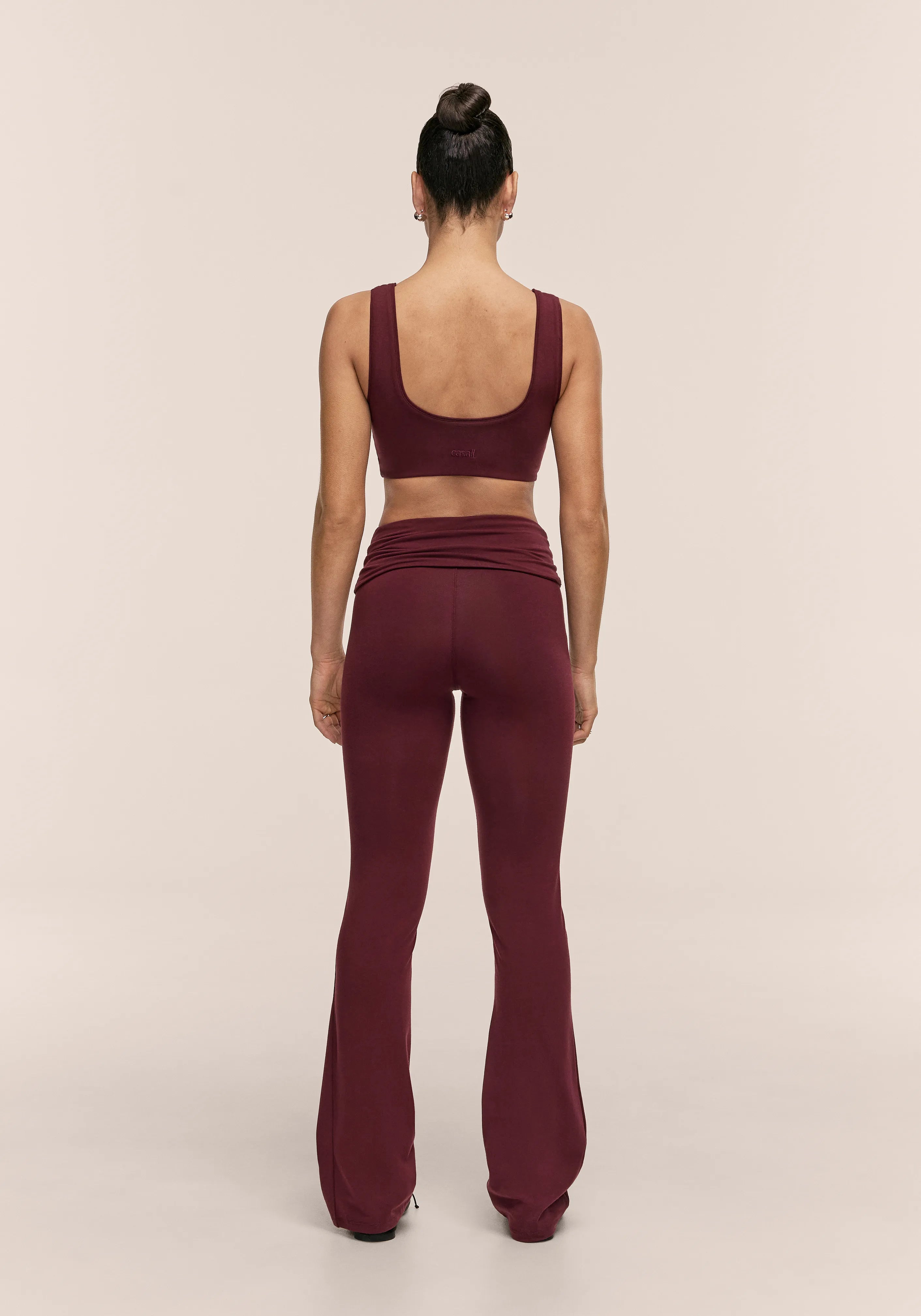 Casall Sublime Folded Flare pantaloni yoga ciliegia