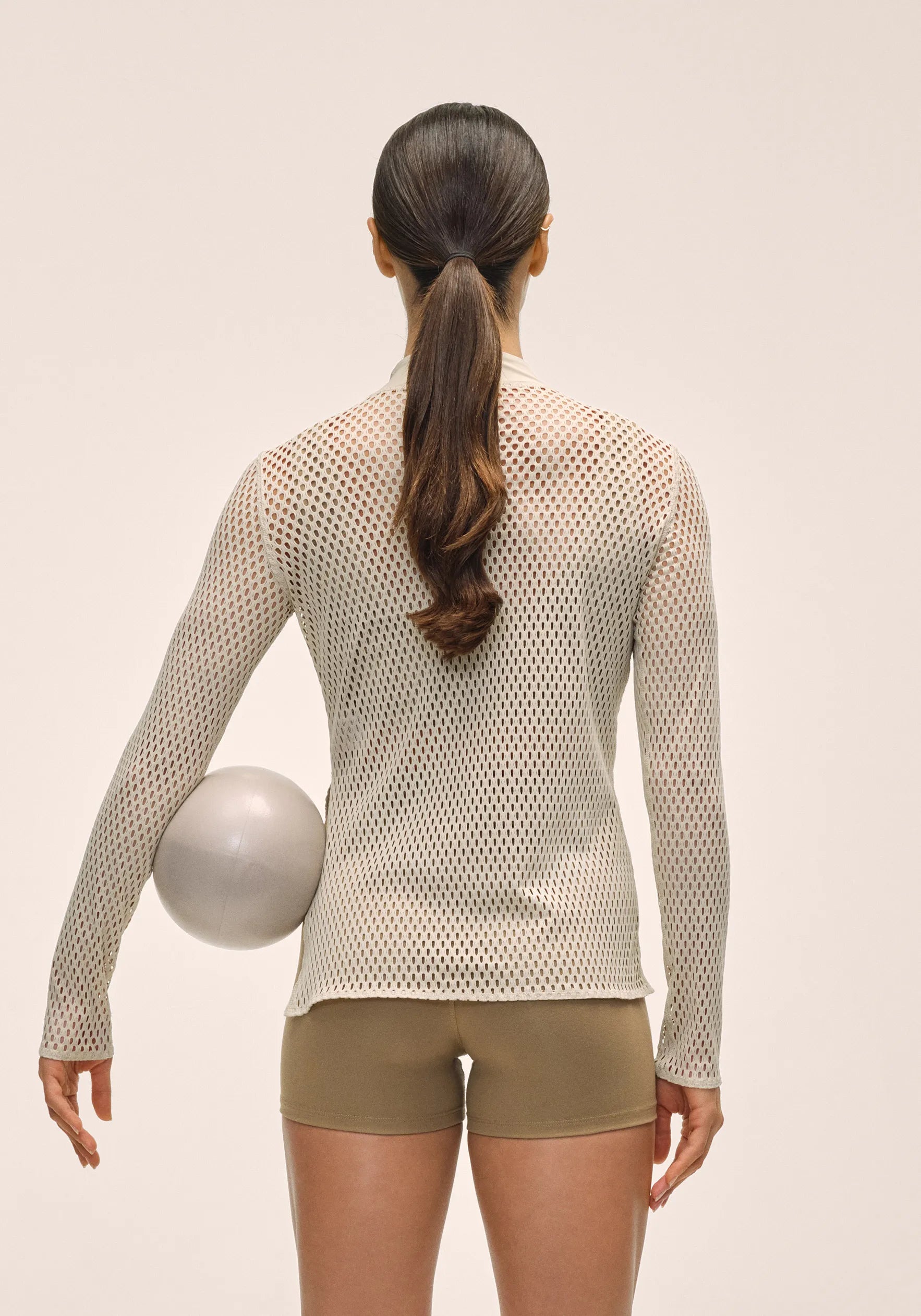 Casall Open Mesh Longsleeve maglia ecru traspirante
