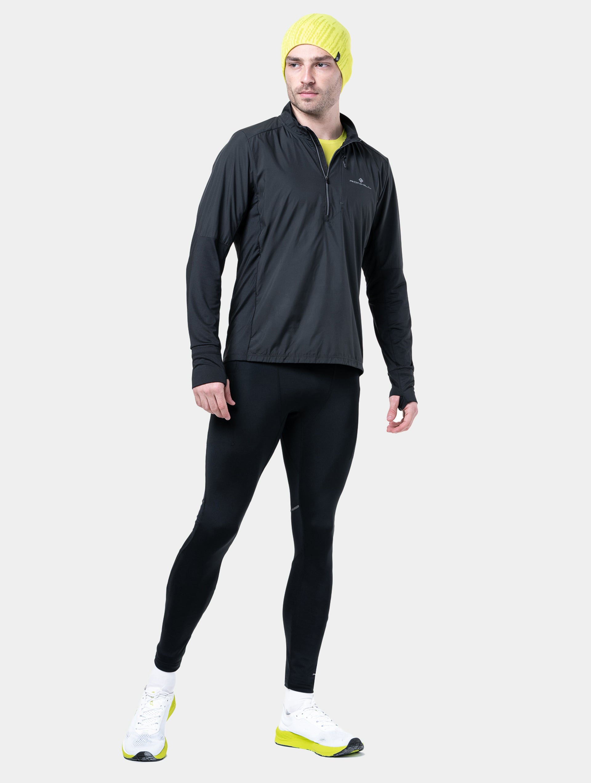 Ronhill Tech Wind-Block mezza zip running nera all black