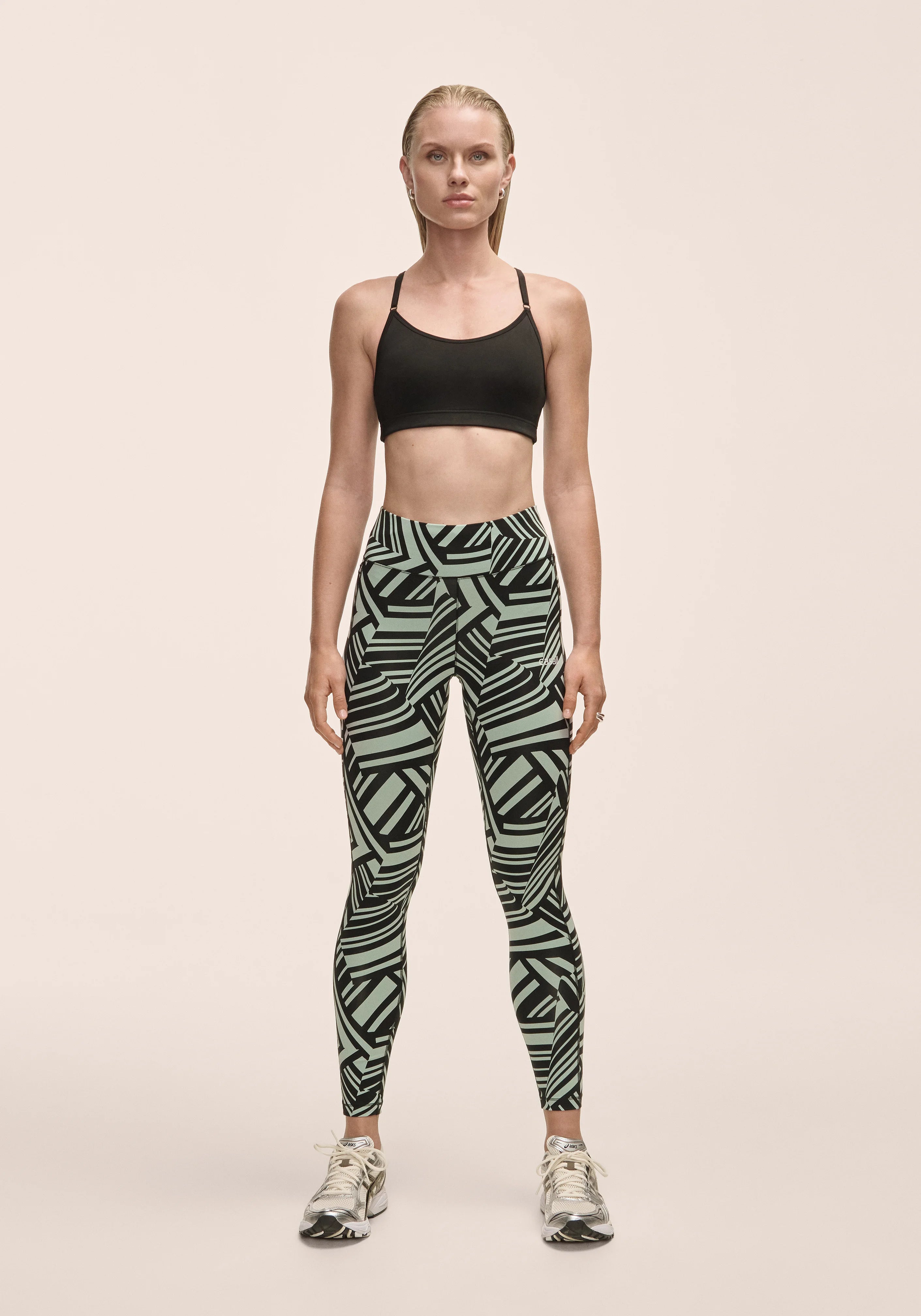 Casall Essential Printed Tights leggings verde vivid vita alta
