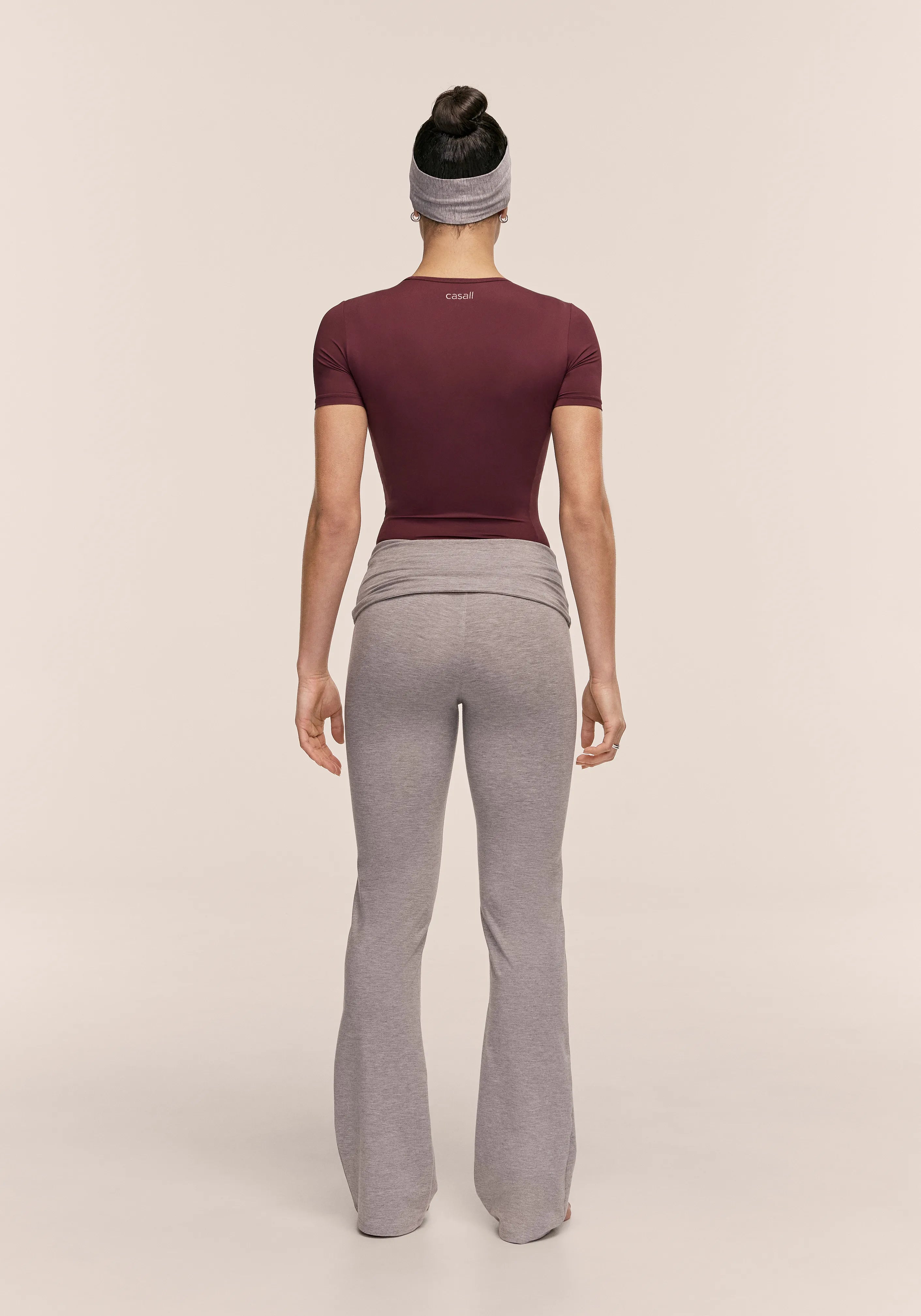 Casall Sublime Folded Flare pantaloni yoga grigio melange cotone
