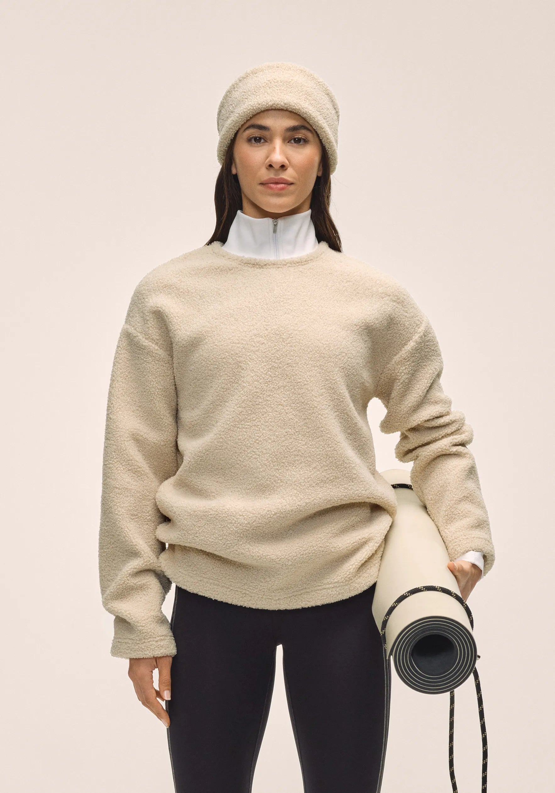 Casall Sherpa Long Sleeve Crew felpa ecru calda