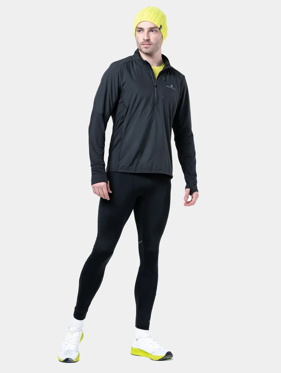 Ronhill Tech Wind-Block mezza zip running nera all black