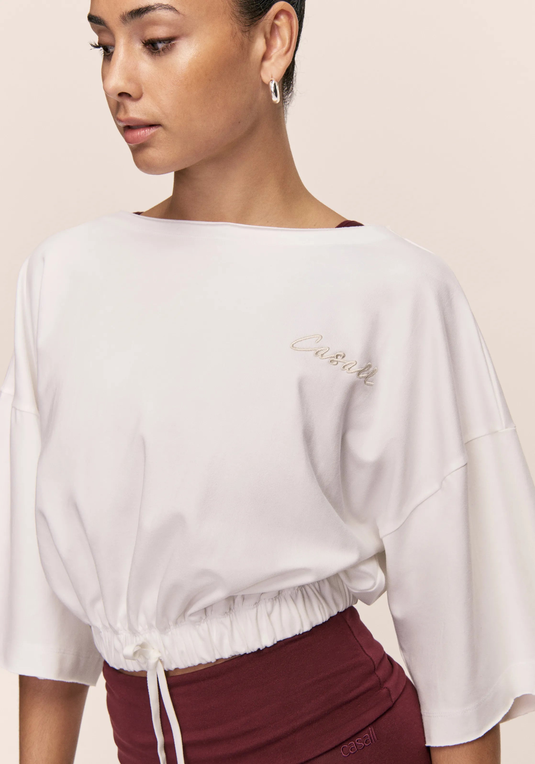 Casall Heavy Cotton Crop Tee t-shirt crop bianca cotone