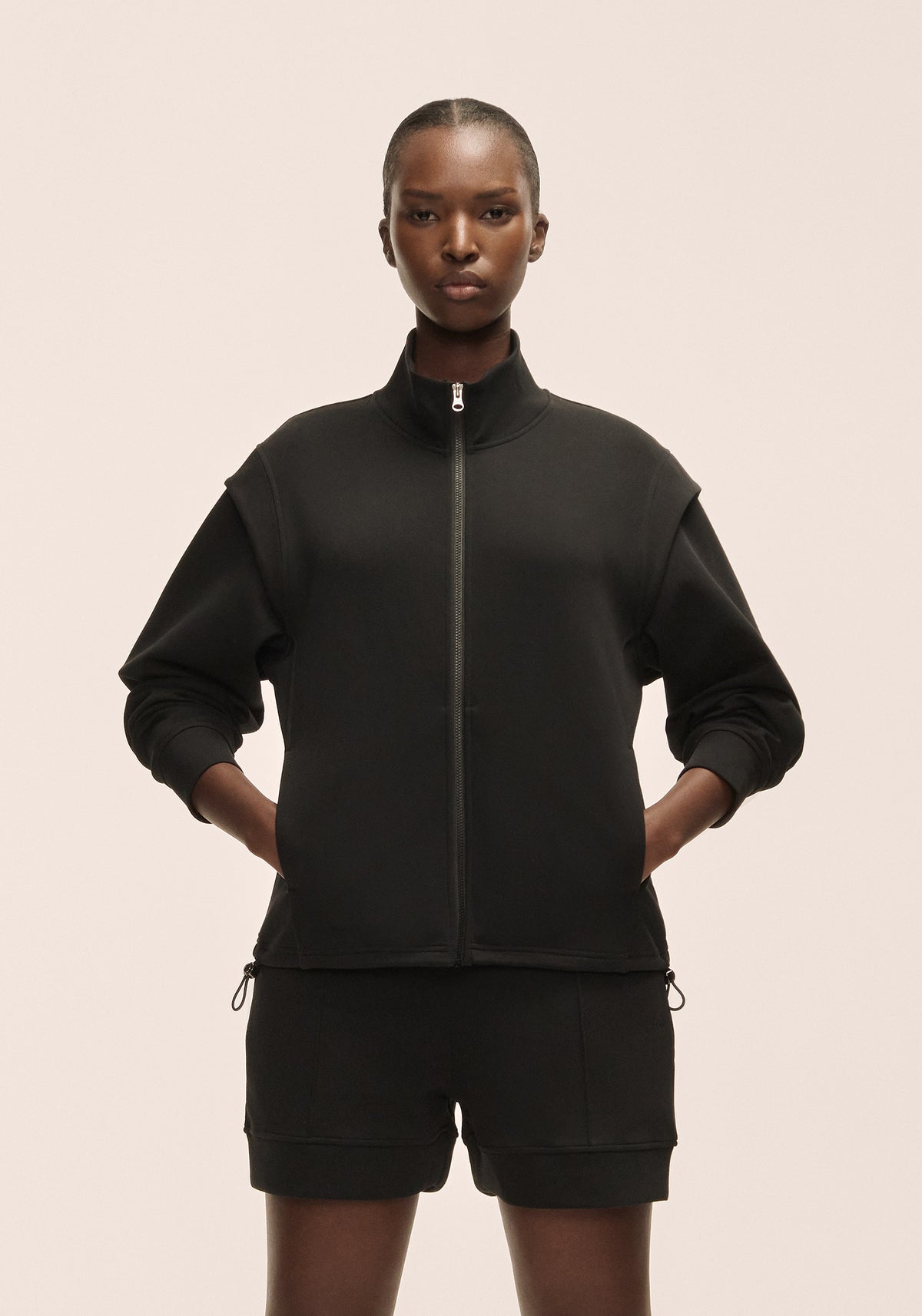 Casall Aria Full Zip felpa Black collo alto