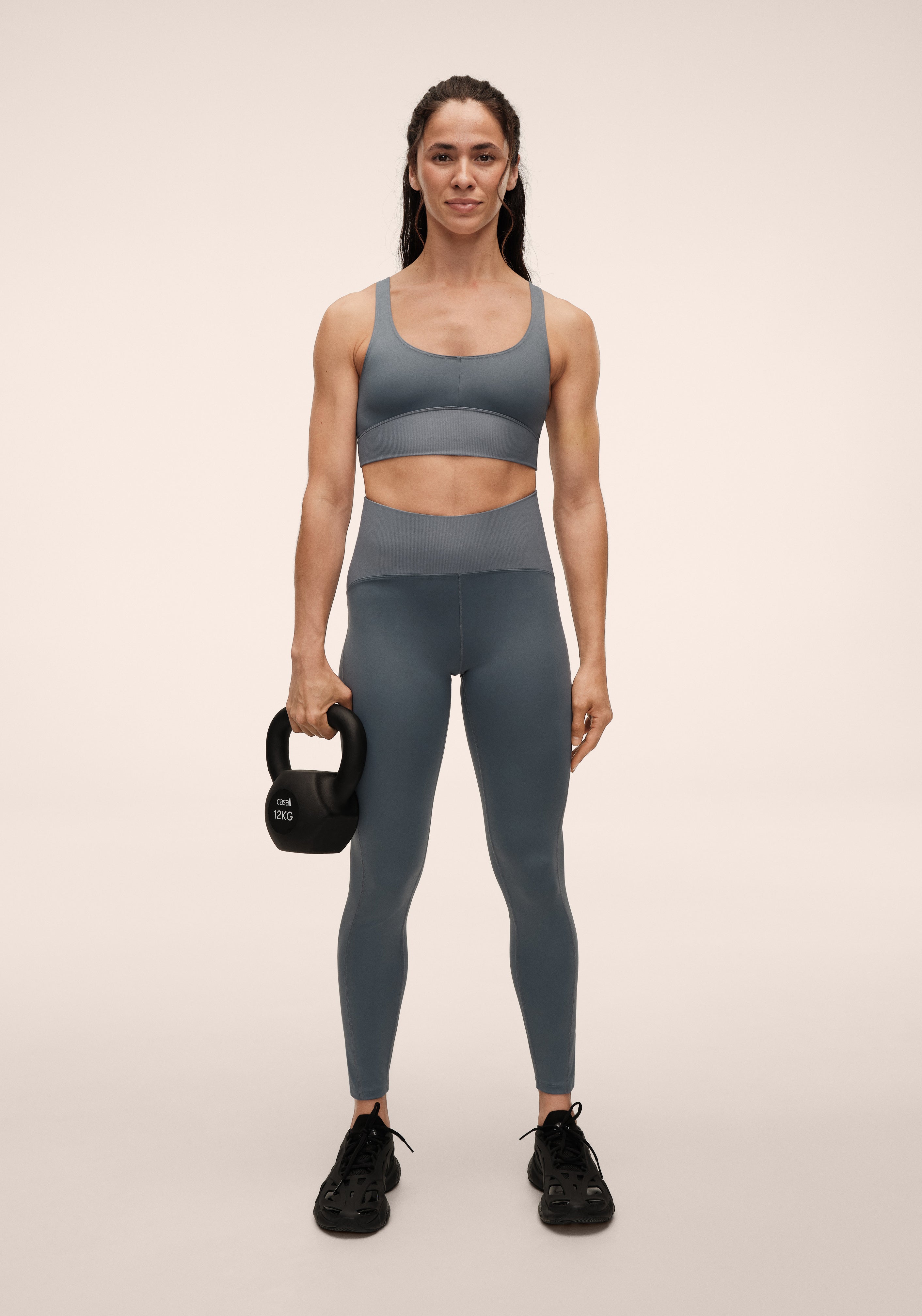 Casall Brace Rib High Waist Tights leggings blu vita alta