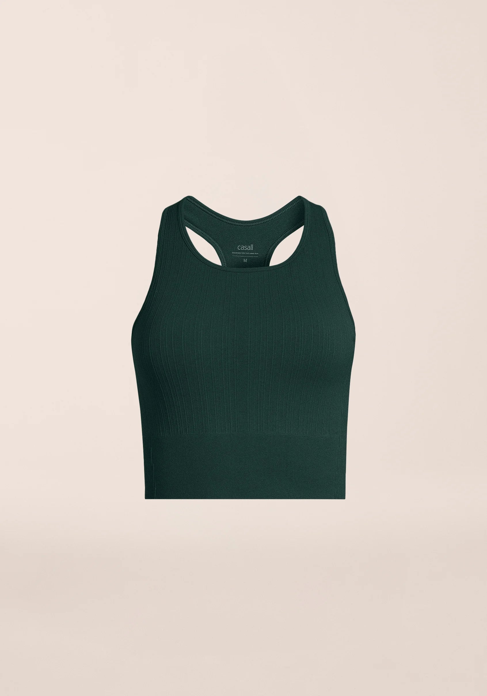 Casall Multi Rib Seamless top sportivo verde scuro supporto leggero