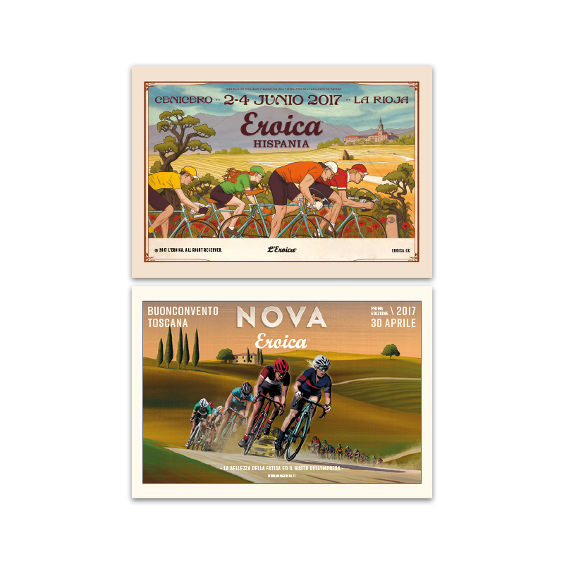 L'Eroica Set Cartoline 2017 Illustrazioni Storiche