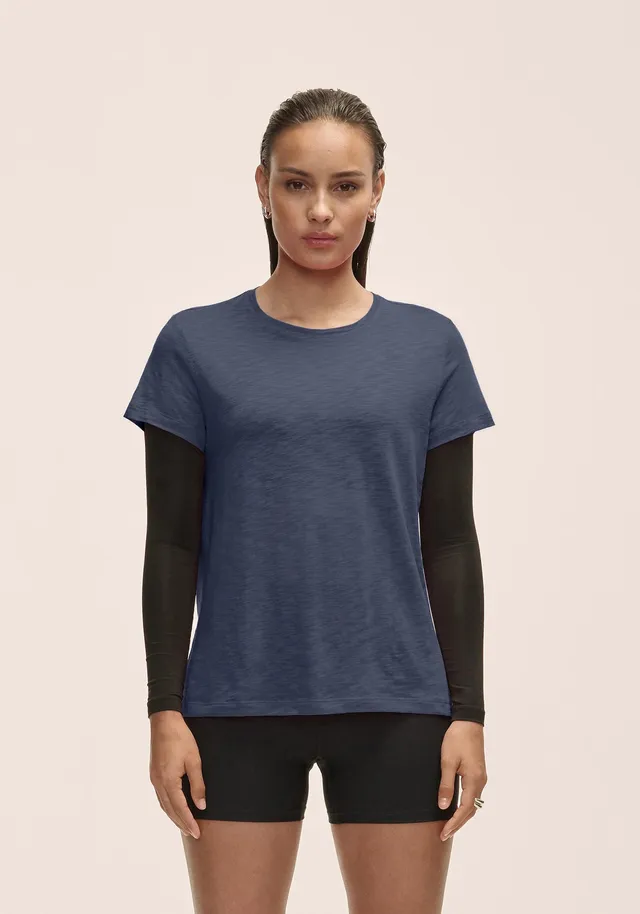 Casall Soft Texture Tee maglietta blu Tencel vestibilita regolare
