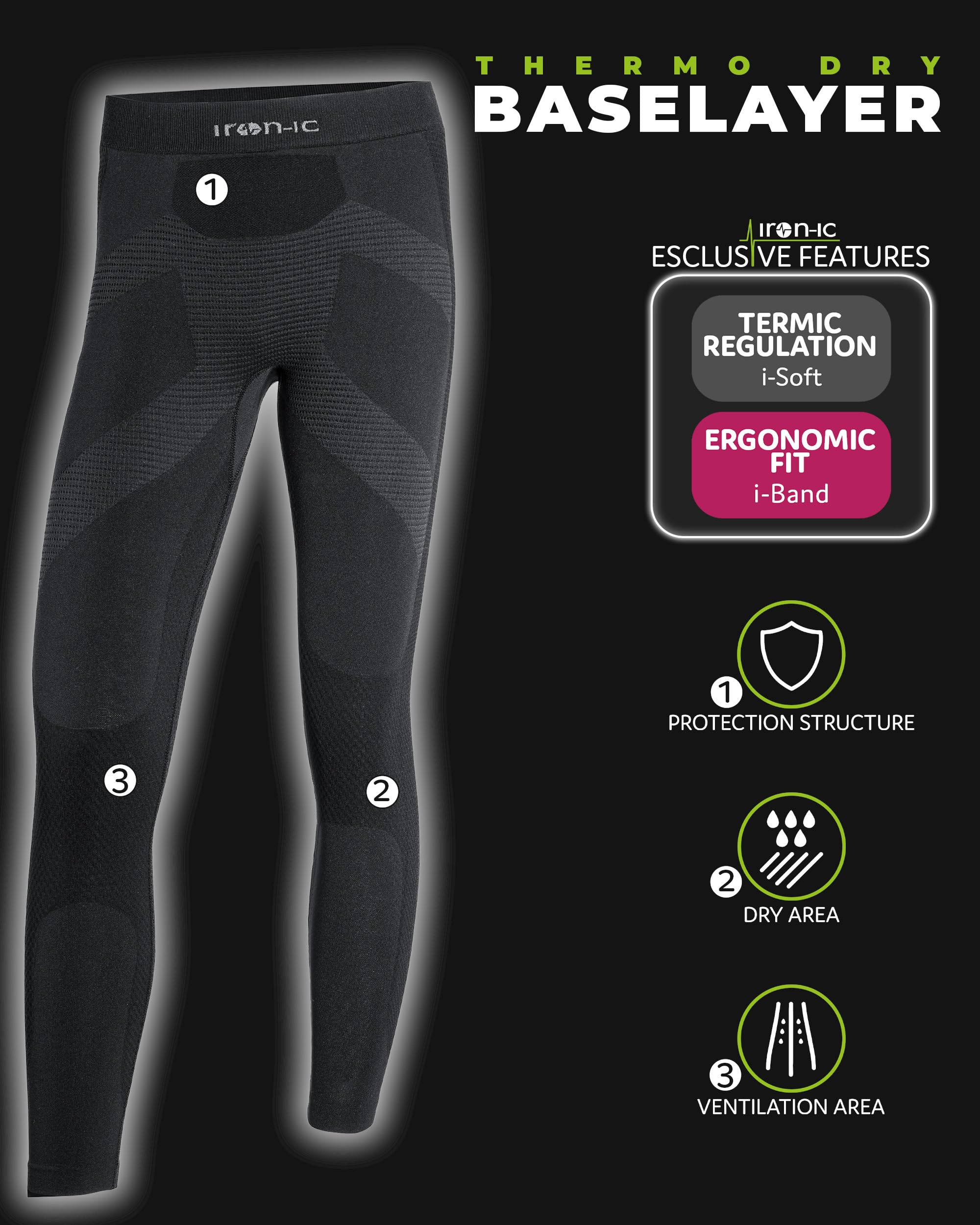 IRON-IC Thermo Dry 600762 leggings bambino 12-14 anni