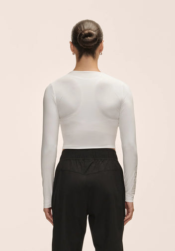 Casall Graphic Crop Long Sleeve maglia bianca training
