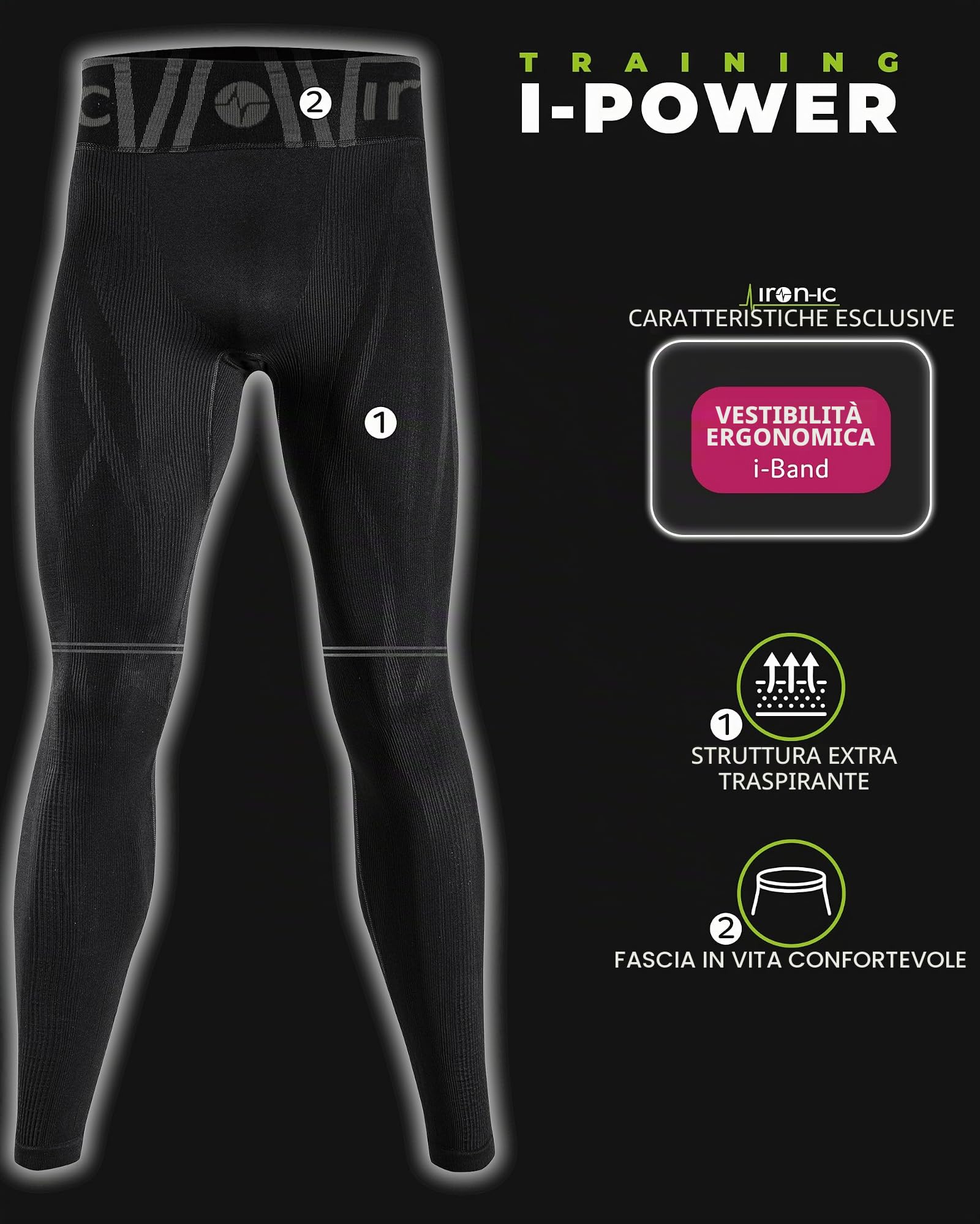 IRON-IC I-Power 600319 leggings uomo a compressione