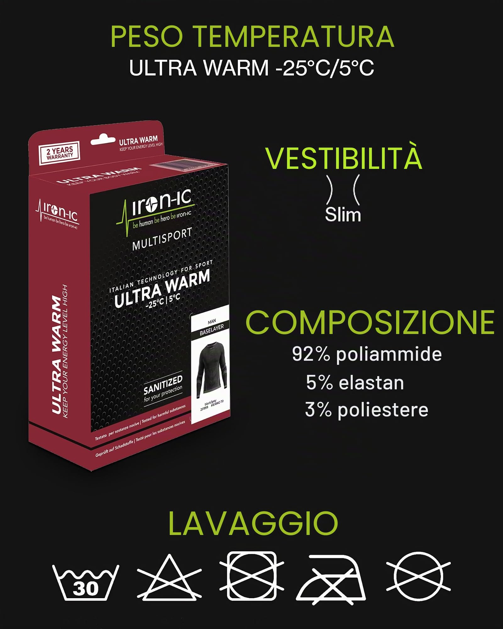 IRON-IC I-Soft 600826 leggings uomo felpati invernali