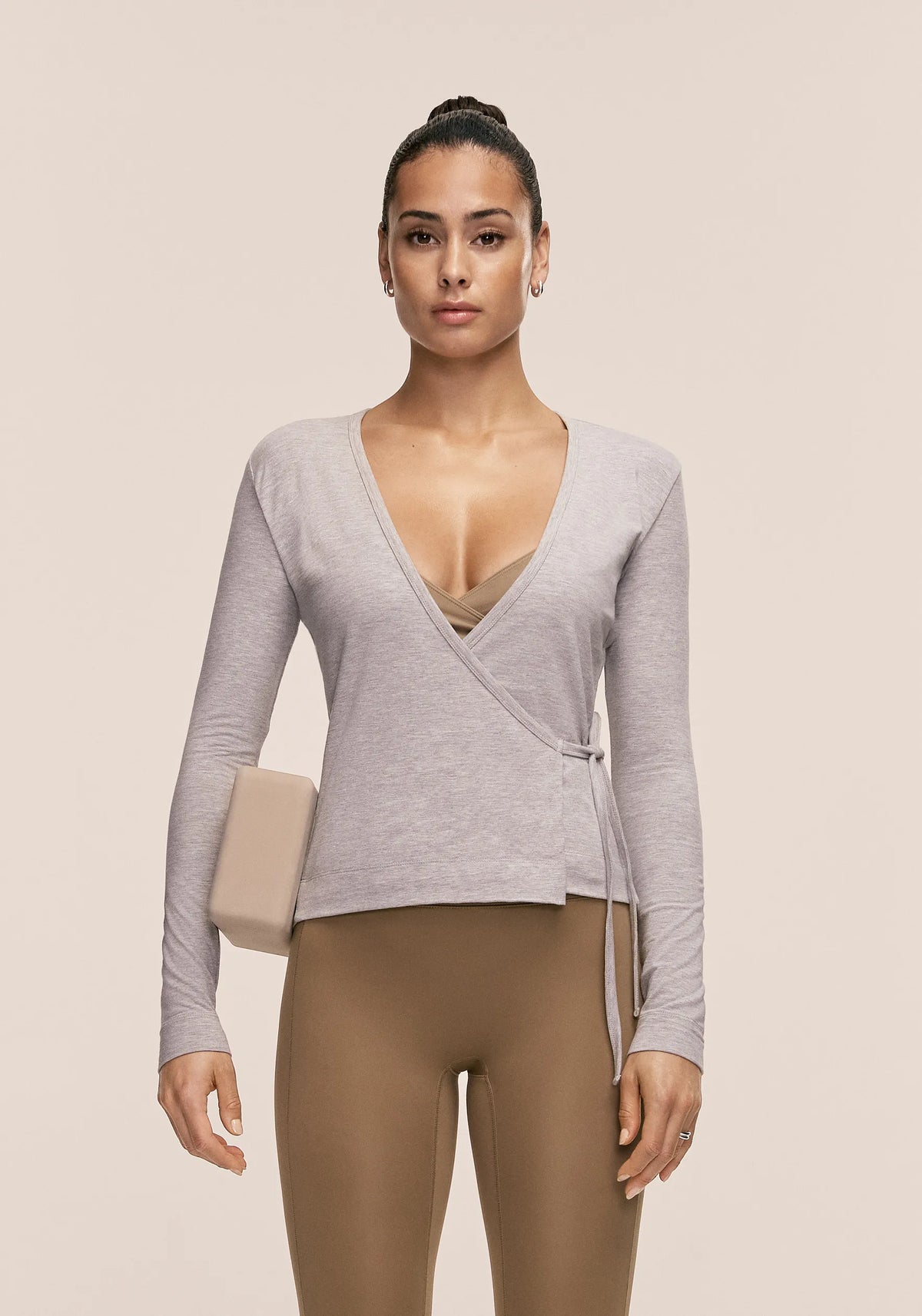 Casall Sublime Studio Longsleeve Wrap maglia Grey Melange