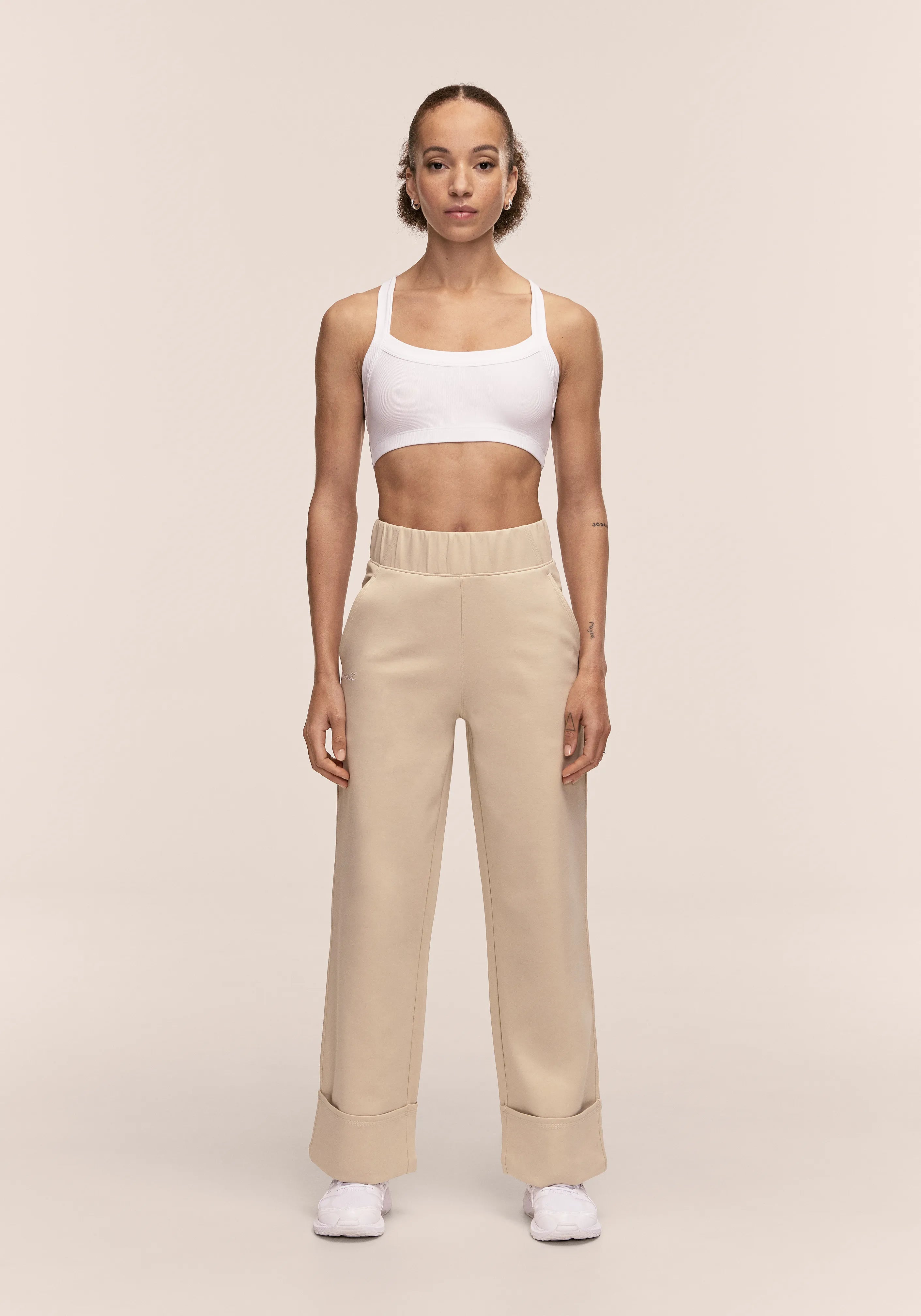 Casall Aria Turn Up Straight jogger Ecru cotone bio